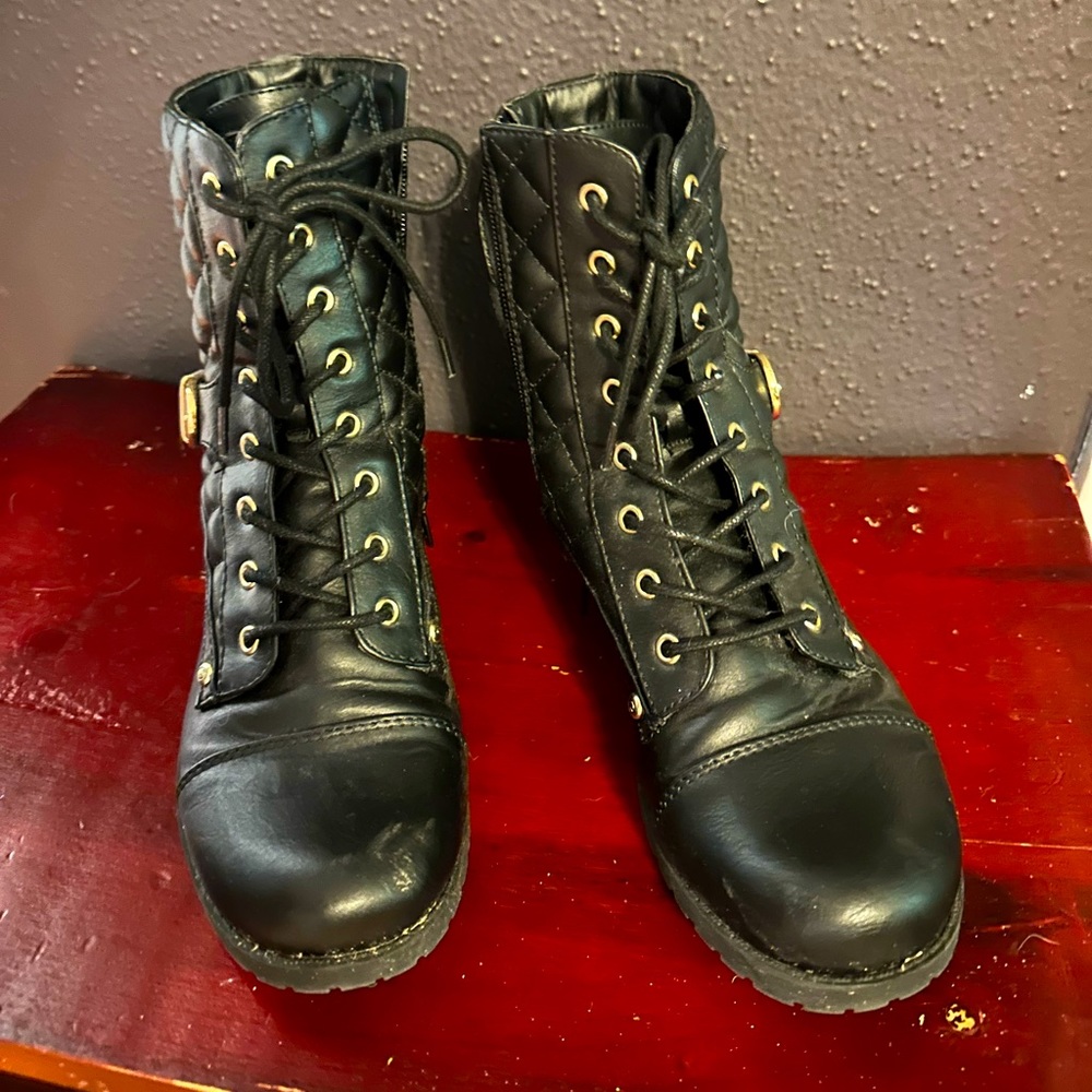 Black zip up ankle boots